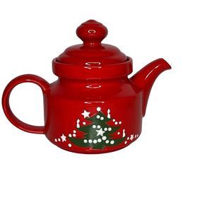 Waechtersbach Pottery Red with Green Christmas Tree Teapot Kettle Tea Pot